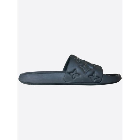 Louis Vuitton Black Embossed Monogram Waterfront Mule Sandals - Picture 6 of 7